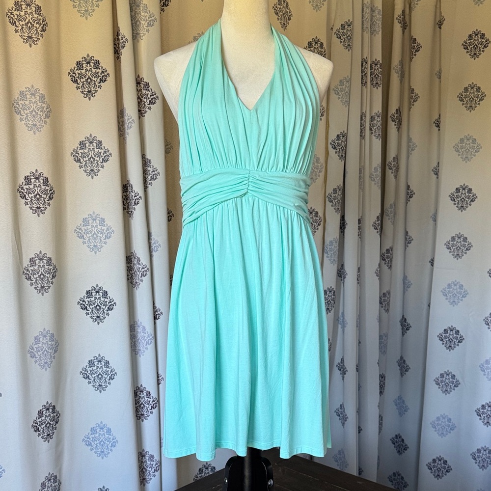 Express Aqua Halter Dress